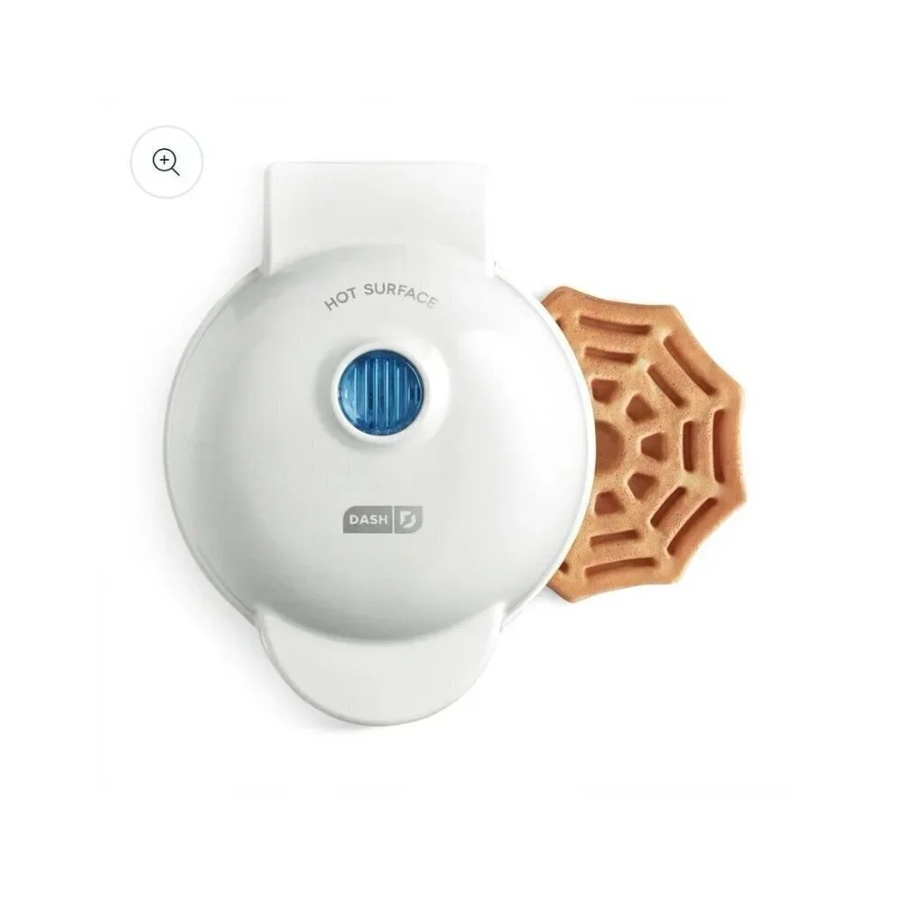NEW Dash Spider Web Mini Waffle Maker In White Breakfast Cooker
